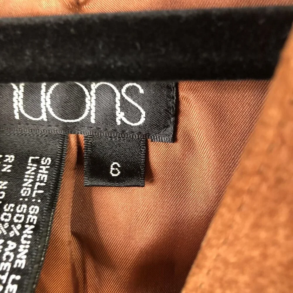 Vintage Nuons Suede Jacket Womens 6 Brown Genuine Leather Blazer - Picture 7 of 16